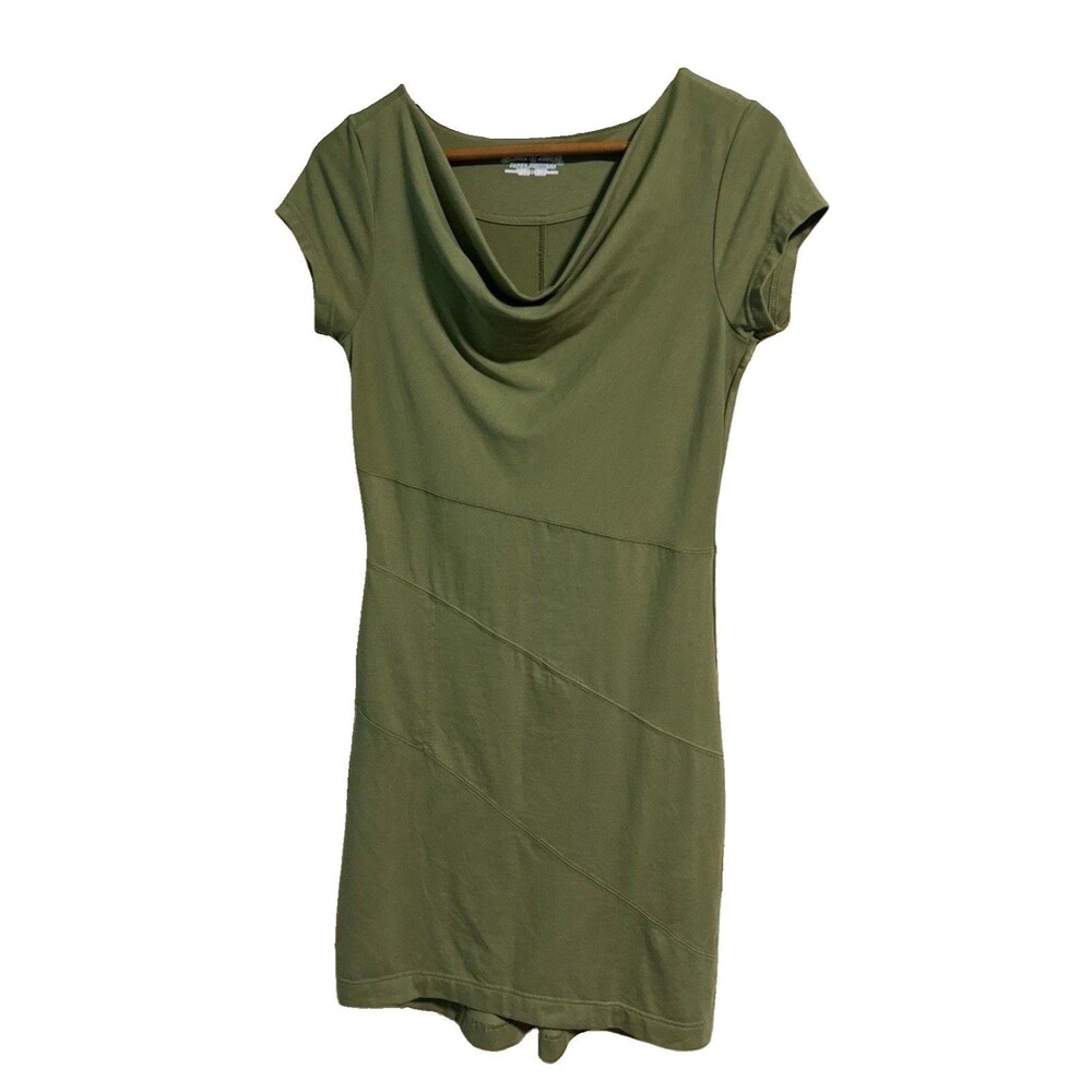 Royal Robbins Dress Womens XS Green Cowl Neck Travel Knit Pocket Asymmetrical